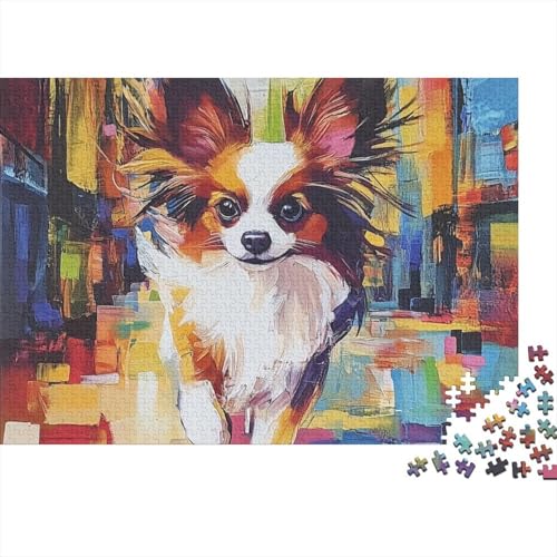 Papillon Dog Puzzle 1000 Teile Schwer Puzzle Spielzeug Lernspiel Impossible Herausforderungsspielzeug Für Erwachsene Kinder 1000pcs (75x50cm) von BCAKDBDOE