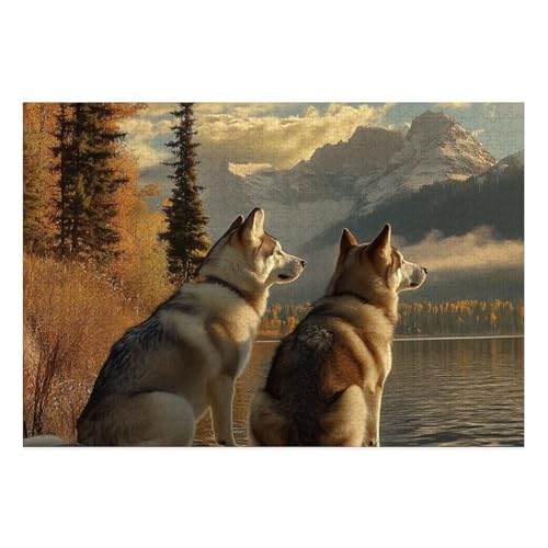 Siberian Husky Puzzle 1000 Teile Schwer Puzzle Spielzeug Pädagogisches Spiel Impossible Herausforderungsspielzeug Für Erwachsene Kinder 38x26cm von BCAKDBDOE