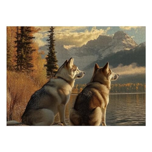 Siberian Husky Puzzles 1000 Teile Schwer Puzzle Spielzeug Lernspiel Impossible Herausforderung Spielzeug Für Erwachsene Kinder 70x50cm von BCAKDBDOE