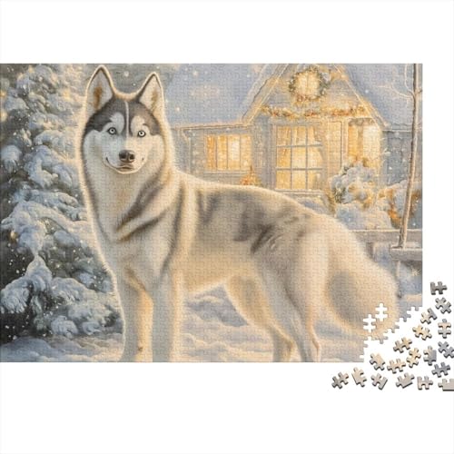 Sibirischer Husky Puzzle 1000 Teile Schwer Puzzle Spielzeug Lernspiel Impossible Herausforderung Spielzeug Für Erwachsene Kinder (75x50cm) von BCAKDBDOE