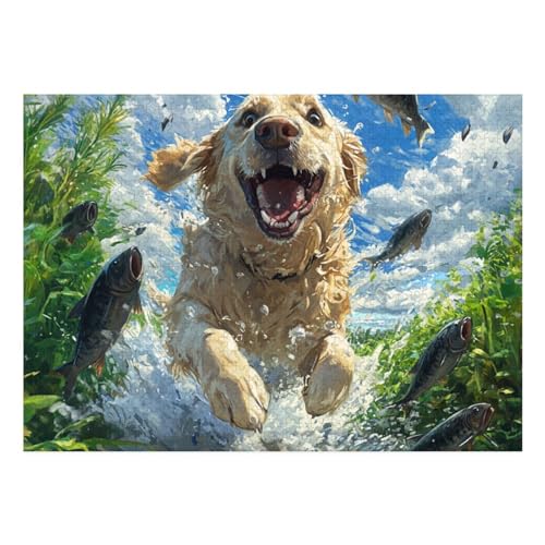 The Labrador Retriever Puzzle 1000-teilige Schwer Puzzle Spielzeug Lernspiel Impossible Herausforderung Spielzeug Für Erwachsene Kinder 70x50cm von BCAKDBDOE