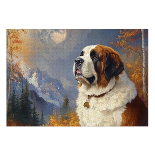 Tibetan Mastiff Puzzle 1000-teilige Schwer Puzzle Spielzeug Lernspiel Impossible Herausforderung Spielzeug Für Erwachsene Kinder 38x26cm von BCAKDBDOE