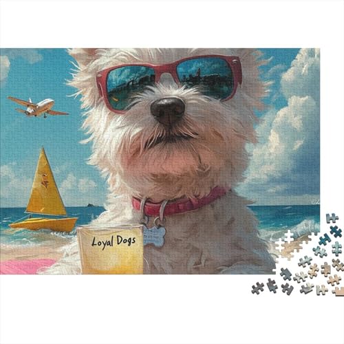 West Highland White Terrier Puzzle 1000 Teile Schwer Puzzle Spielzeug Lernspiel Impossible Herausforderung Spielzeug Für Erwachsene Kinder (75x50cm) von BCAKDBDOE