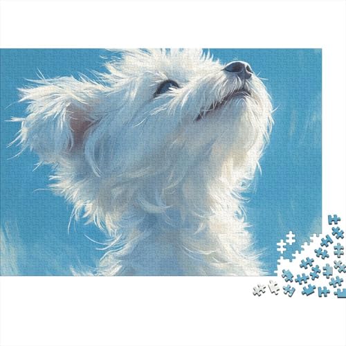West Highland White Terrier Puzzle 1000 Teile Schwer Puzzle Spielzeug Lernspiel Impossible Herausforderung Spielzeug Für Erwachsene Kinder (75x50cm) von BCAKDBDOE