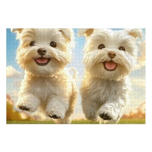 West Highland White Terrier Puzzle 1000 Teile Schwer Puzzle Spielzeug Lernspiel Impossible Herausforderung Spielzeug Für Erwachsene Kinder 38x26cm von BCAKDBDOE