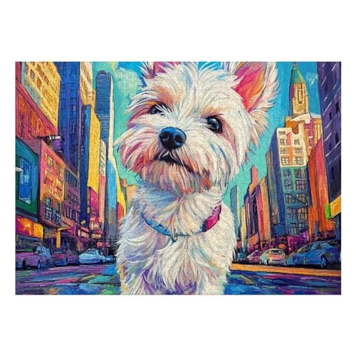 West Highland White Terrier Puzzle 1000 Teile Schwer Puzzle Spielzeug Lernspiel Impossible Herausforderung Spielzeug Für Erwachsene Kinder 70x50cm von BCAKDBDOE