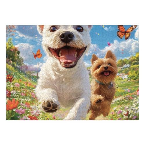 West Highland White Terrier Puzzle 1000 Teile Schwer Puzzle Spielzeug Lernspiel Impossible Herausforderung Spielzeug Für Erwachsene Und Kinder Ab 14 Jahren 70x50cm von BCAKDBDOE
