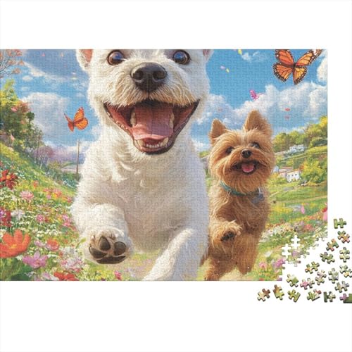 West Highland White Terrier Puzzle 1000 Teile Schwer Puzzle Spielzeug Lernspiel Impossible Herausforderungsspielzeug Für Erwachsene Und Kinder Ab 14 Jahren (75x50cm) von BCAKDBDOE