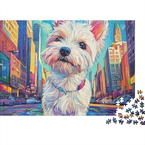 West Highland White Terrier Puzzle 1000 Teile Schwer Puzzle Spielzeug Lernspiel Impossible Herausforderungsspielzeug Für Erwachsene Und Kinder Ab 14 Jahren (75x50cm) von BCAKDBDOE
