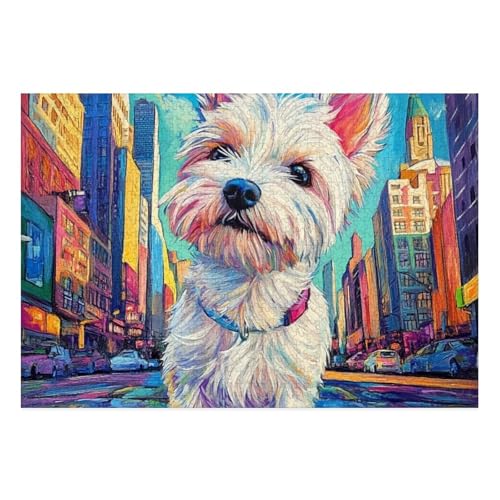 West Highland White Terrier Puzzle 1000 Teile Schwer Puzzle Spielzeug Lernspiel Impossible Herausforderungsspielzeug Für Erwachsene Und Kinder in Bewährter 38x26cm von BCAKDBDOE