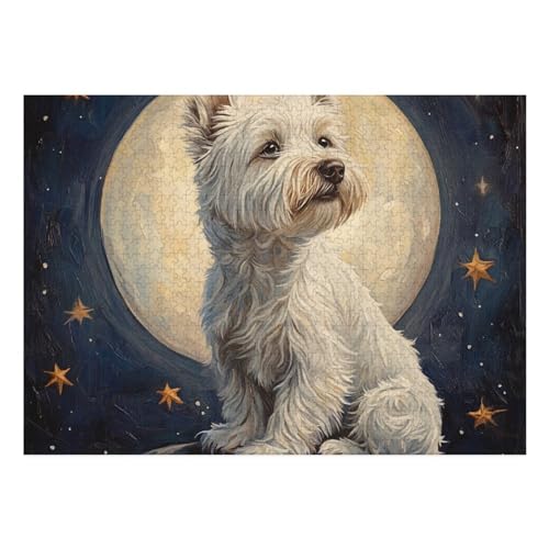 West Highland White Terrier Puzzle 1000-teilige Schwer Puzzle Spielzeug Lernspiel Impossible Herausforderung Spielzeug Für Erwachsene Und Kinder Ab 14 Jahren 70x50cm von BCAKDBDOE