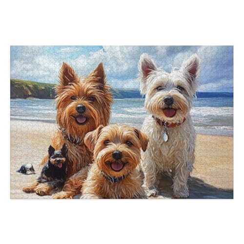 West Highland White Terrier Puzzle 1000-teilige Schwer Puzzle Spielzeug Lernspiel Impossible Herausforderungsspielzeug Für Erwachsene Und Kinder Ab 14 Jahren 38x26cm von BCAKDBDOE