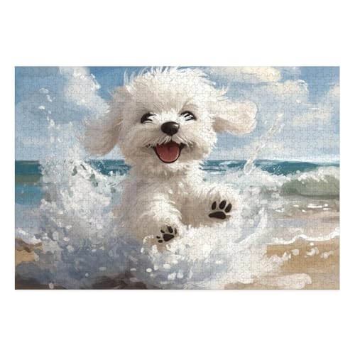 West Highland White Terrier Puzzle 1000-teilige Schwer Puzzle Spielzeug Lernspiel Impossible Herausforderungsspielzeug Für Erwachsene Und Kinder in Bewährter 38x26cm von BCAKDBDOE