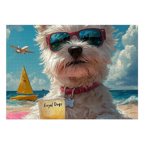 West Highland White Terrier Puzzle 1000-teilige Schwer Puzzle Spielzeug Pädagogisches Spiel Impossible Herausforderung Spielzeug Für Erwachsene Und Kinder Ab 12 Jahren 70x50cm von BCAKDBDOE