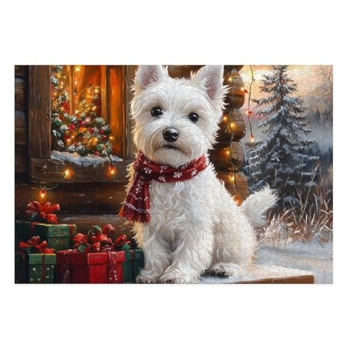 West Highland White Terrier Puzzle 1000-teilige Schwer Puzzle Spielzeug Pädagogisches Spiel Impossible Herausforderungsspielzeug Für Erwachsene Und Kinder Ab 14 Jahren 38x26cm von BCAKDBDOE