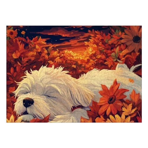 West Highland White Terrier Puzzle 1000-teilige Schwer Puzzle Spielzeug Pädagogisches Spiel Impossible Herausforderungsspielzeug Für Erwachsene Und Kinder Ab 14 Jahren 70x50cm von BCAKDBDOE
