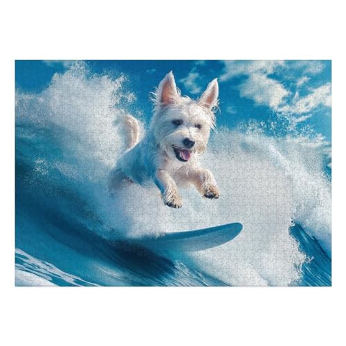 West Highland White Terrier Puzzle 1000-teilige Schwer Puzzle Spielzeug Pädagogisches Spiel Impossible Herausforderungsspielzeug Für Erwachsene Und Kinder Ab 14 Jahren 70x50cm von BCAKDBDOE