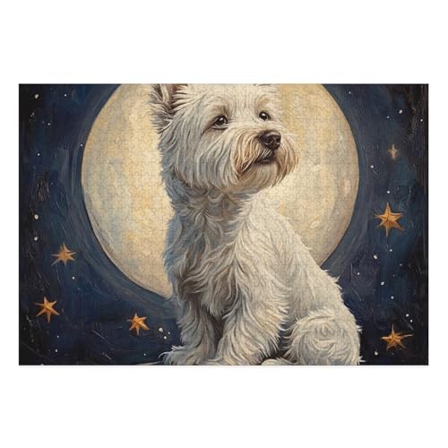 West Highland White Terrier Puzzle 1000-teilige Schwer Puzzle Spielzeug Pädagogisches Spiel Impossible Herausforderungsspielzeug Für Erwachsene Und Kinder in Bewährter 38x26cm von BCAKDBDOE