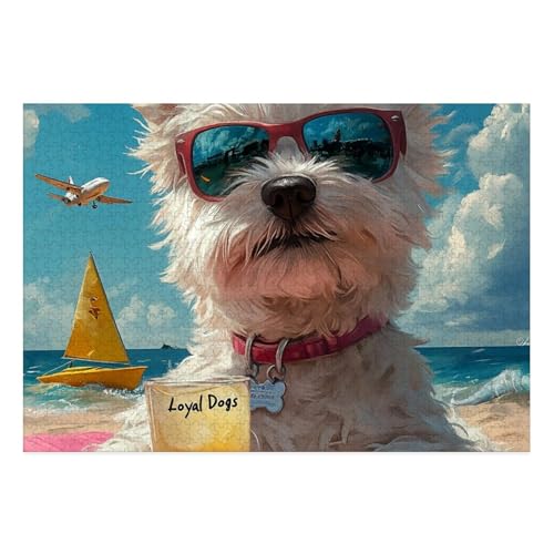 West Highland White Terrier Puzzles 1000 Teile Schwer Puzzle Spielzeug Lernspiel Impossible Herausforderung Spielzeug Für Erwachsene Und Kinder Ab 14 Jahren 38x26cm von BCAKDBDOE
