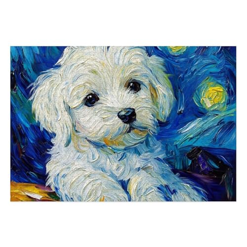 West Highland White Terrier Puzzles 1000 Teile Schwer Puzzle Spielzeug Lernspiel Impossible Herausforderungsspielzeug Für Erwachsene Kinder 38x26cm von BCAKDBDOE