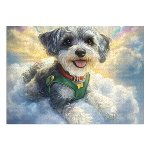 Yorkshire Terrier Puzzle 1000 Teile Schwer Puzzle Spielzeug Lernspiel Impossible Herausforderung Spielzeug Für Erwachsene Kinder 70x50cm von BCAKDBDOE