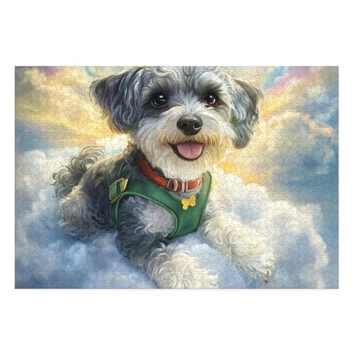 Yorkshire Terrier Puzzle 1000 Teile Schwer Puzzle Spielzeug Lernspiel Impossible Herausforderungsspielzeug Für Erwachsene Kinder 38x26cm von BCAKDBDOE