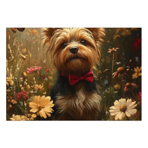 Yorkshire Terrier Puzzle 1000 Teile Schwer Puzzle Spielzeug Lernspiel Impossible Herausforderungsspielzeug Für Erwachsene Und Kinder Ab 12 Jahren 38x26cm von BCAKDBDOE