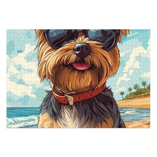 Yorkshire Terrier Puzzle 1000 Teile Schwer Puzzle Spielzeug Pädagogisches Spiel Impossible Herausforderung Spielzeug Für Erwachsene Und Kinder Ab 14 Jahren 38x26cm von BCAKDBDOE