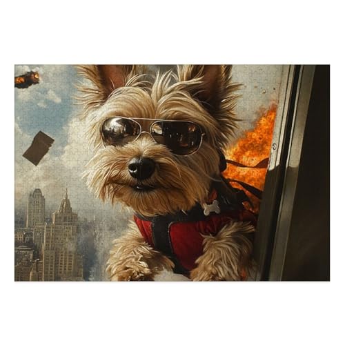 Yorkshire Terrier Puzzle 1000 Teile Schwer Puzzle Spielzeug Pädagogisches Spiel Impossible Herausforderung Spielzeug Für Erwachsene Und Kinder Ab 14 Jahren 38x26cm von BCAKDBDOE
