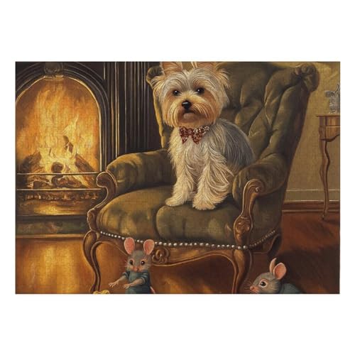 Yorkshire Terrier Puzzle 1000 Teile Schwer Puzzle Spielzeug Pädagogisches Spiel Impossible Herausforderung Spielzeug Für Erwachsene Und Kinder Ab 14 Jahren 70x50cm von BCAKDBDOE