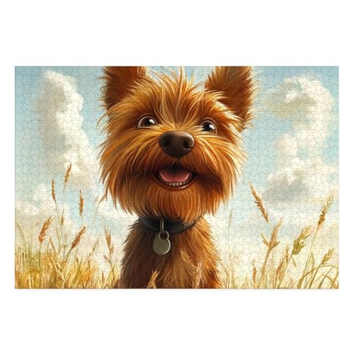 Yorkshire Terrier Puzzle 1000 Teile Schwer Puzzle Spielzeug Pädagogisches Spiel Impossible Herausforderung Spielzeug Für Erwachsene Und Kinder in Bewährter 38x26cm von BCAKDBDOE