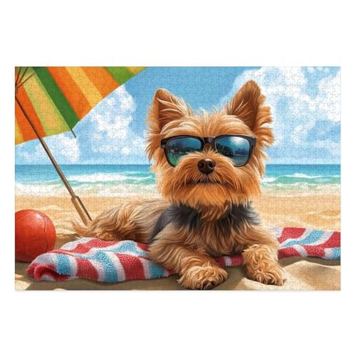 Yorkshire Terrier Puzzle 1000-teilige Schwer Puzzle Spielzeug Lernspiel Impossible Herausforderung Spielzeug Für Erwachsene Und Kinder Ab 12 Jahren 38x26cm von BCAKDBDOE