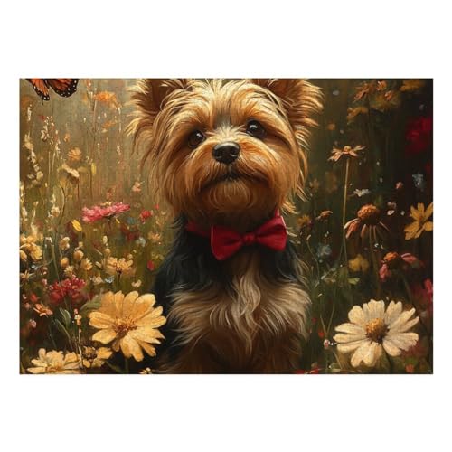 Yorkshire Terrier Puzzle 1000-teilige Schwer Puzzle Spielzeug Lernspiel Impossible Herausforderung Spielzeug Für Erwachsene Und Kinder Ab 14 Jahren 70x50cm von BCAKDBDOE