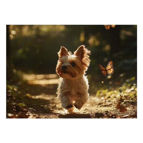 Yorkshire Terrier Puzzle 1000-teilige Schwer Puzzle Spielzeug Pädagogisches Spiel Impossible Herausforderung Spielzeug Für Erwachsene Kinder 70x50cm von BCAKDBDOE