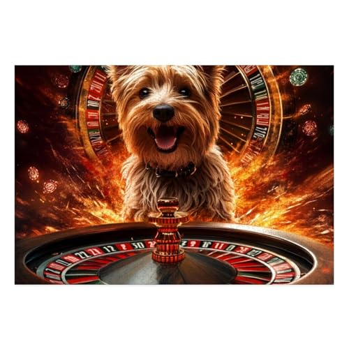 Yorkshire Terrier Puzzle 1000-teilige Schwer Puzzle Spielzeug Pädagogisches Spiel Impossible Herausforderung Spielzeug Für Erwachsene Und Kinder in Bewährter 38x26cm von BCAKDBDOE