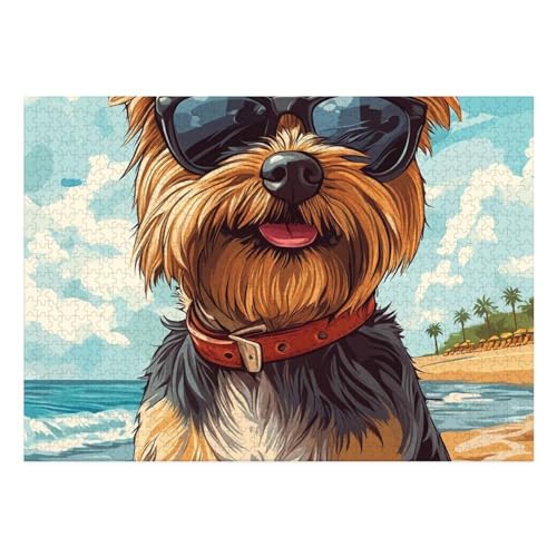 Yorkshire Terrier Puzzle 1000-teilige Schwer Puzzle Spielzeug Pädagogisches Spiel Impossible Herausforderungsspielzeug Für Erwachsene Kinder 70x50cm von BCAKDBDOE