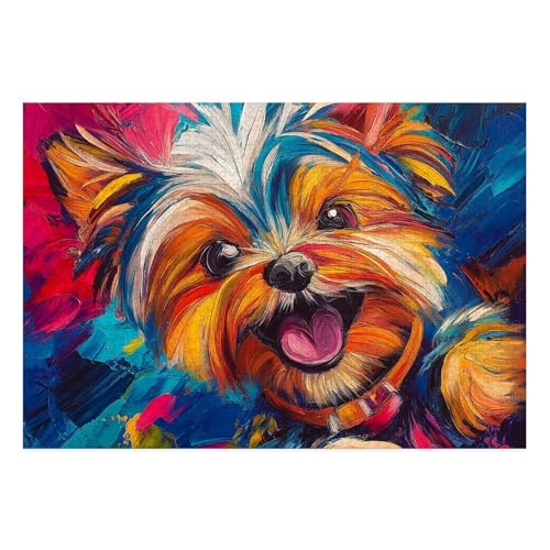 Yorkshire Terrier Puzzle 1000-teilige Schwer Puzzle Spielzeug Pädagogisches Spiel Impossible Herausforderungsspielzeug Für Erwachsene Und Kinder in Bewährter 38x26cm von BCAKDBDOE