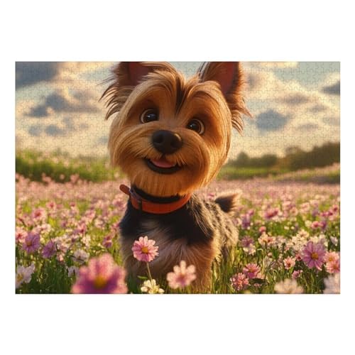 Yorkshire Terrier Puzzles 1000 Teile Schwer Puzzle Spielzeug Lernspiel Impossible Herausforderung Spielzeug Für Erwachsene Kinder 70x50cm von BCAKDBDOE