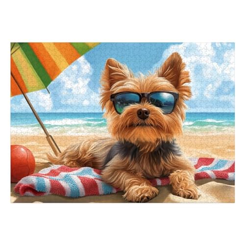 Yorkshire Terrier Puzzles 1000 Teile Schwer Puzzle Spielzeug Lernspiel Impossible Herausforderungsspielzeug Für Erwachsene Kinder 70x50cm von BCAKDBDOE