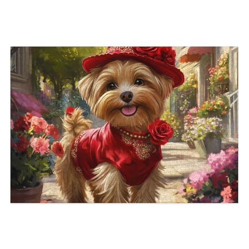 Yorkshire Terrier Puzzles 1000 Teile Schwer Puzzle Spielzeug Pädagogisches Spiel Impossible Herausforderung Spielzeug Für Erwachsene Kinder 38x26cm von BCAKDBDOE
