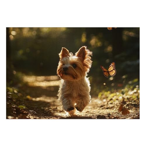 Yorkshire Terrier Puzzles 1000 Teile Schwer Puzzle Spielzeug Pädagogisches Spiel Impossible Herausforderung Spielzeug Für Erwachsene Und Kinder Ab 12 Jahren 38x26cm von BCAKDBDOE