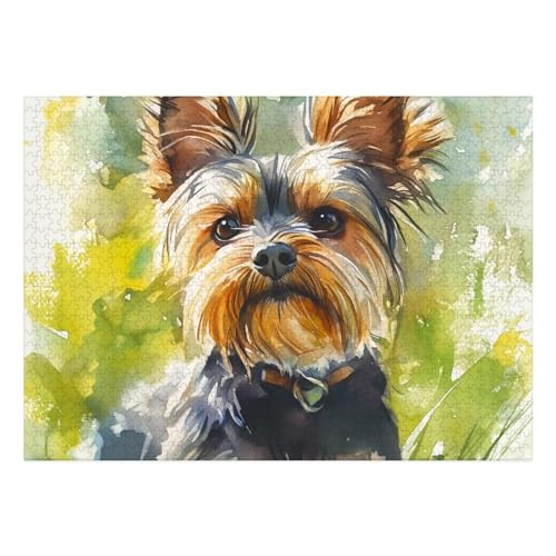 Yorkshire Terrier Puzzles 1000 Teile Schwer Puzzle Spielzeug Pädagogisches Spiel Impossible Herausforderung Spielzeug Für Erwachsene Und Kinder Ab 12 Jahren 70x50cm von BCAKDBDOE
