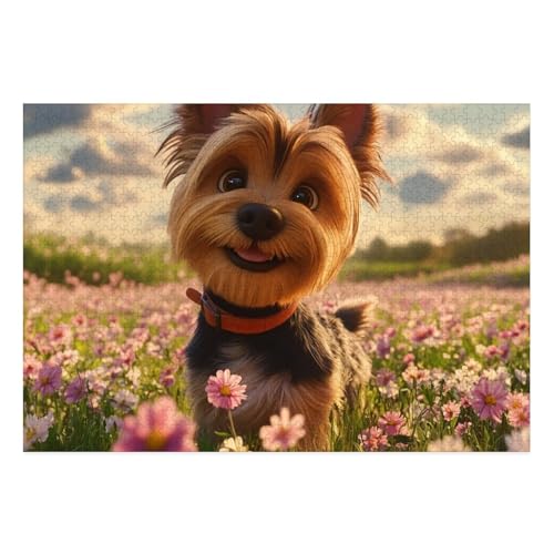 Yorkshire Terrier Puzzles 1000 Teile Schwer Puzzle Spielzeug Pädagogisches Spiel Impossible Herausforderungsspielzeug Für Erwachsene Kinder 38x26cm von BCAKDBDOE