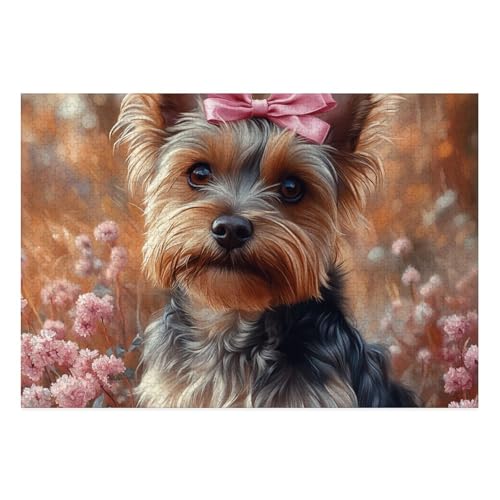 Yorkshire Terrier Puzzles 1000 Teile Schwer Puzzle Spielzeug Pädagogisches Spiel Impossible Herausforderungsspielzeug Für Erwachsene Kinder 38x26cm von BCAKDBDOE