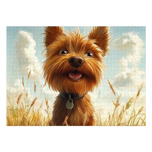 Yorkshire Terrier Puzzles 1000 Teile Schwer Puzzle Spielzeug Pädagogisches Spiel Impossible Herausforderungsspielzeug Für Erwachsene Kinder 70x50cm von BCAKDBDOE