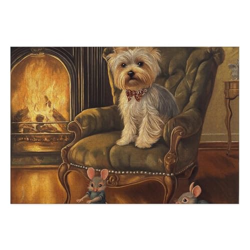 Yorkshire Terrier Puzzles 1000 Teile Schwer Puzzle Spielzeug Pädagogisches Spiel Impossible Herausforderungsspielzeug Für Erwachsene Und Kinder Ab 12 Jahren 38x26cm von BCAKDBDOE