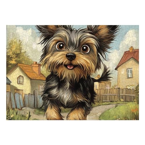 Yorkshire Terrier Puzzles 1000 Teile Schwer Puzzle Spielzeug Pädagogisches Spiel Impossible Herausforderungsspielzeug Für Erwachsene Und Kinder Ab 12 Jahren 70x50cm von BCAKDBDOE