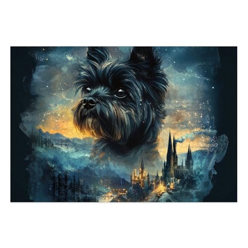 Yorkshire Terrier Puzzles 1000-teilige Schwer Puzzle Spielzeug Lernspiel Impossible Herausforderungsspielzeug Für Erwachsene Kinder 38x26cm von BCAKDBDOE