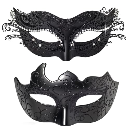 BCARICH Maskerade Masken für Paare, Frauen Cosplay Maske mit Strass und venezianischen Stil Männer Maske für Cosplay Party, Karneval, Halloween, Hochzeit Party von BCARICH