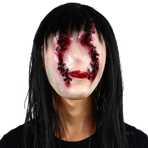 BCATTAW Cosplay Kostüm Maske Halloween Geist Gesichtsmaske Langhaar Sadakos Maske Lustiges Zubehör Horror Gesichter BCATTAW Cosplay Kostüm Maske Halloween Geist Gesichtsmaske Langhaar Sadakos Maske Lustiges Zubehör Horror Gesichter von BCATTAW